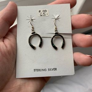 Black and turquoise horseshoe earrings